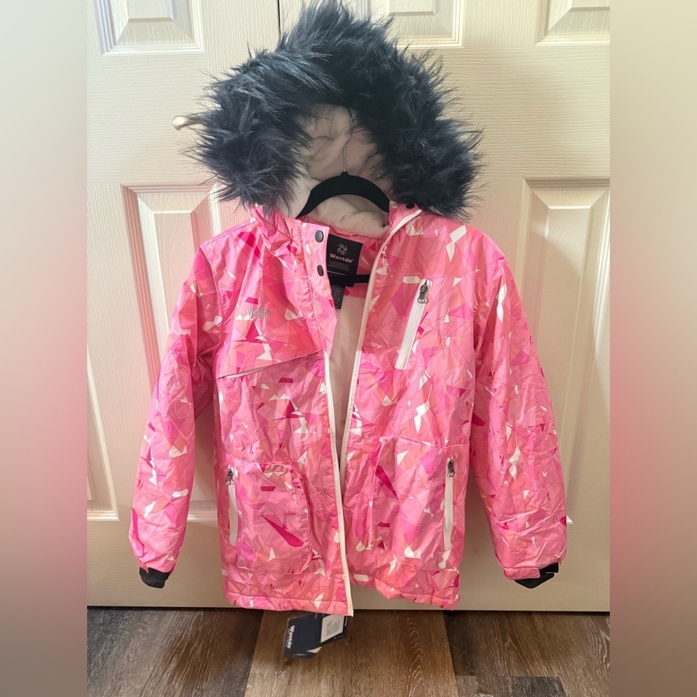 NEW Pink Kids Jacket with Faux Fur Hood